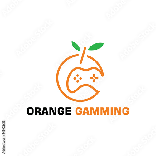 creative orange gaming style line abstract logo design