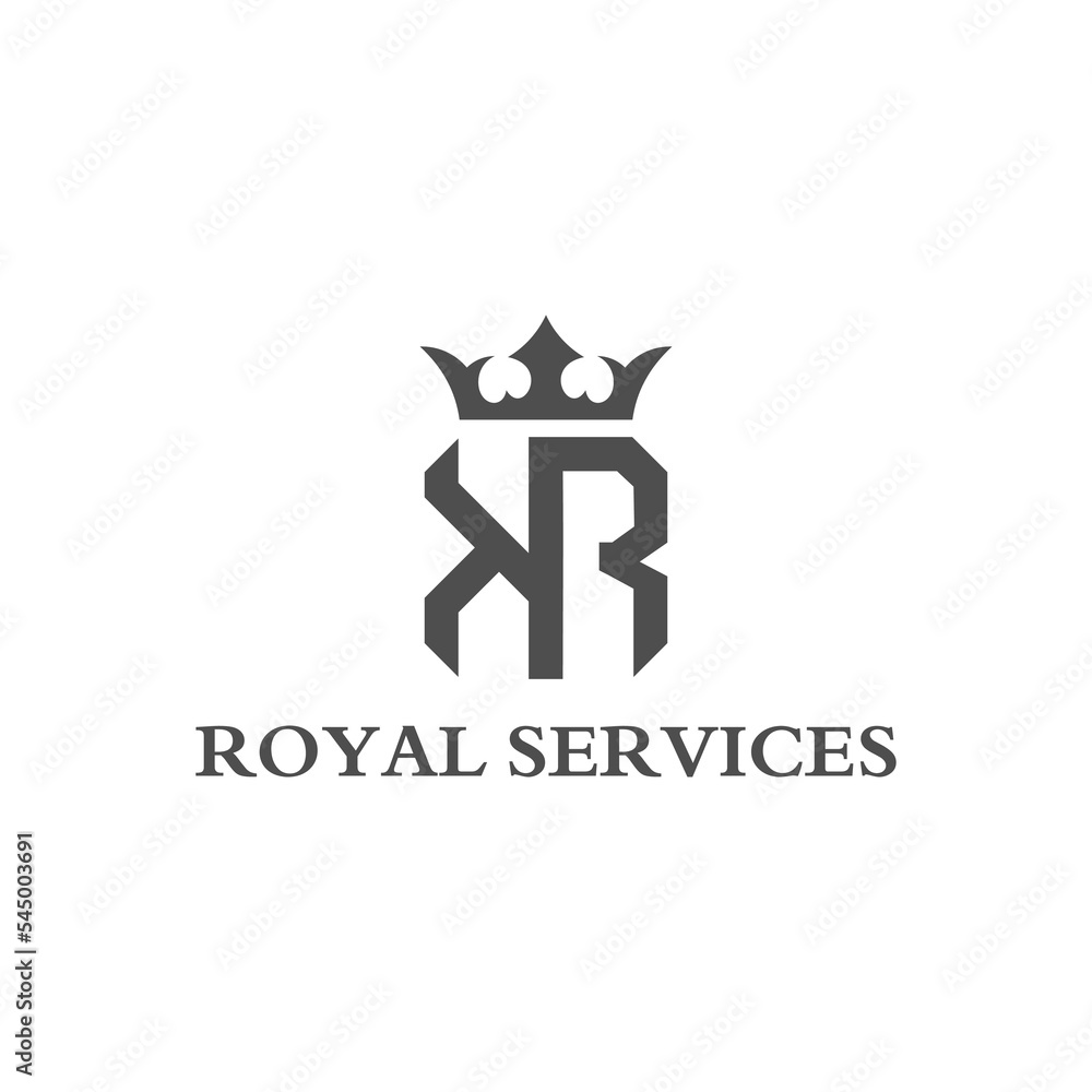 Letter KR crown logo vector illustration template. Letter KR crown logo vector illustration template.