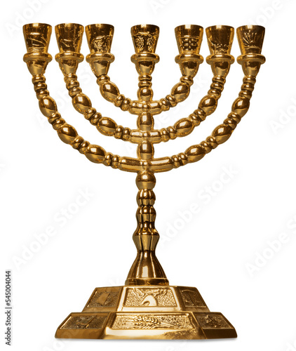 Golds jewish hanukkah menorah for candle photo