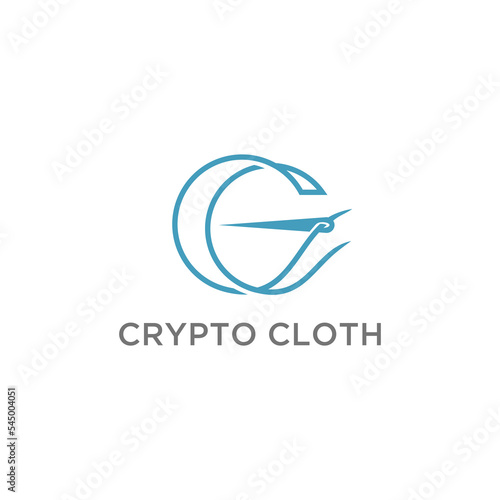 letter cc with needle line abstract logo design