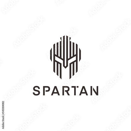 Head spartan line logo icon design template flat vector