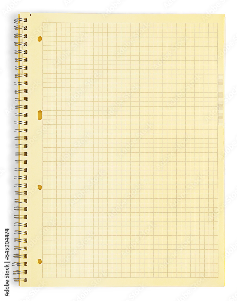 Yellow paper page notebook with a texture of squares Yellow paper page notebook with a texture of squares