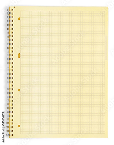 Yellow paper page notebook with a texture of squares