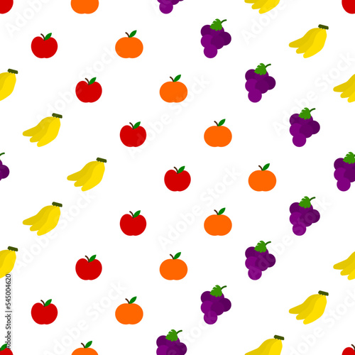 Fototapeta Naklejka Na Ścianę i Meble -  Seamless pattern with apples, bananas, grapes, and oranges