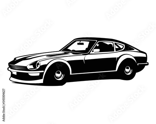 Japanese classic sports car logo isolated on a white background side view. vector illustration available in eps 10.