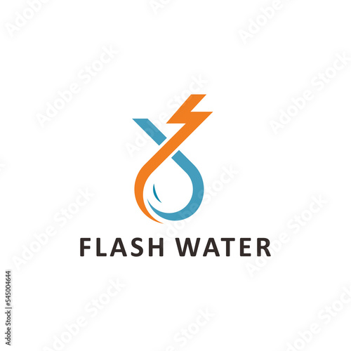 Thunder and Water Drop Logo. Power Drop water Logo, Instant Drop Logo, Energy Drop. Energy Flash Water Logo design.