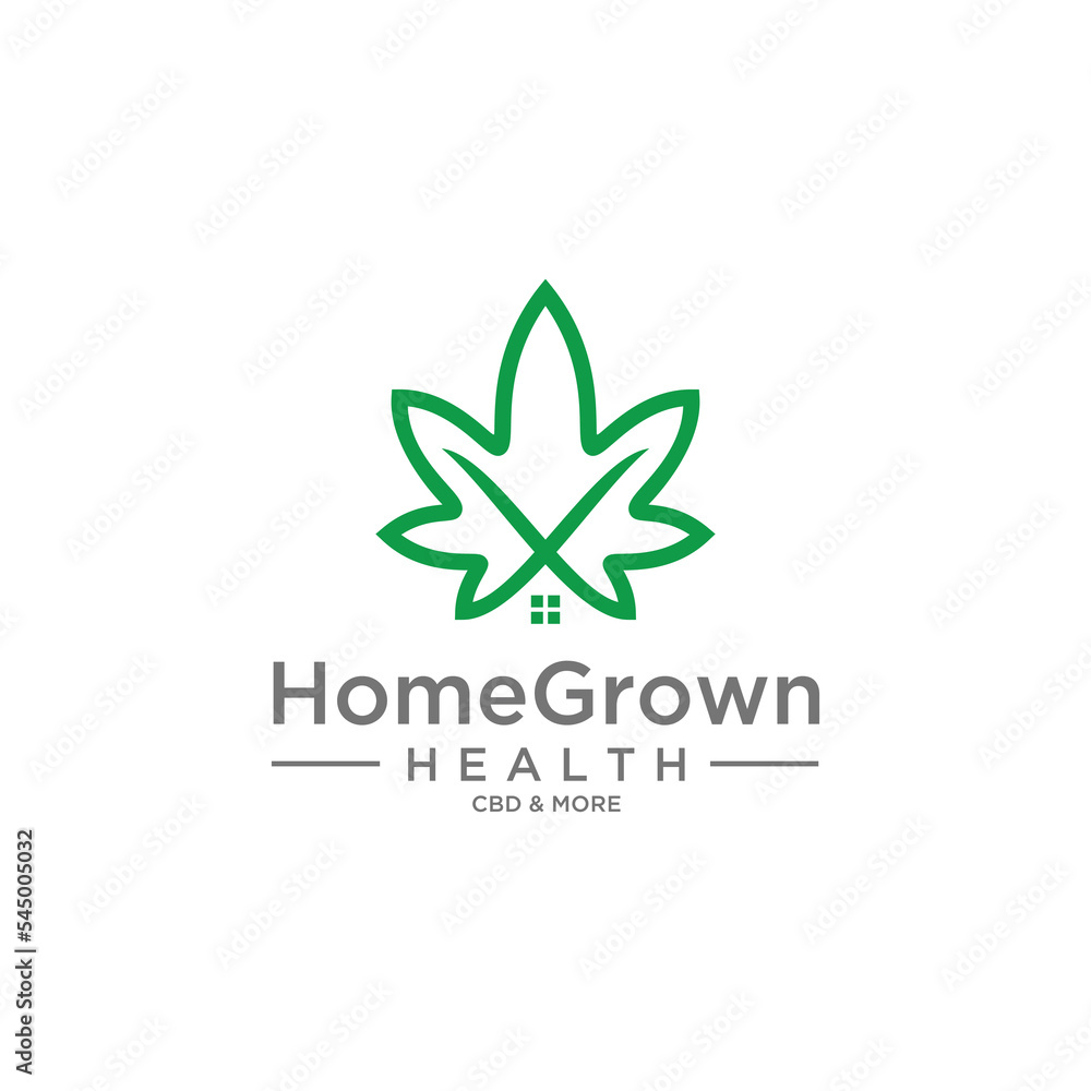 elegant home with cannabis weed logo concept elegant home with cannabis weed logo concept