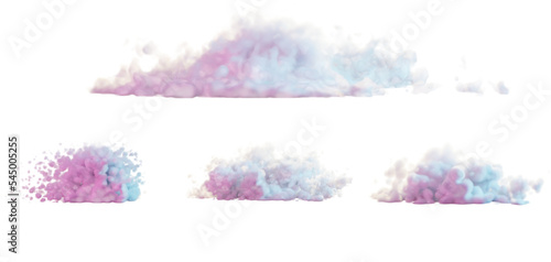 Clouds  3d rendering. Set of Fluffy Clouds  on a transparent background. Realistic pink clouds