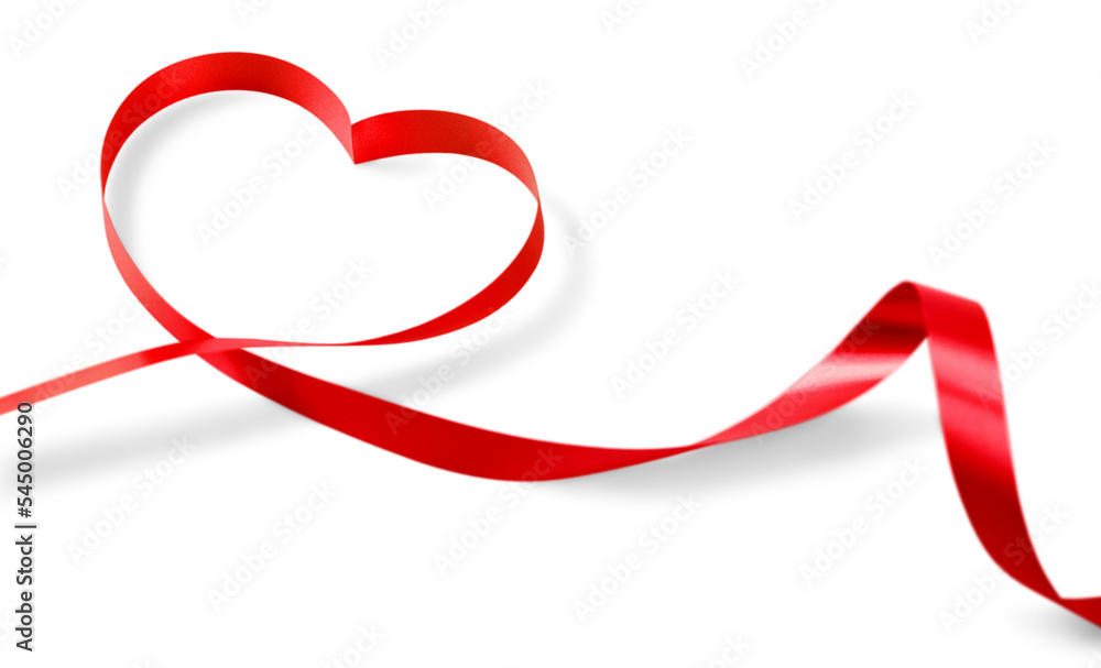 Elegant Red satin gift Ribbon in heart shape