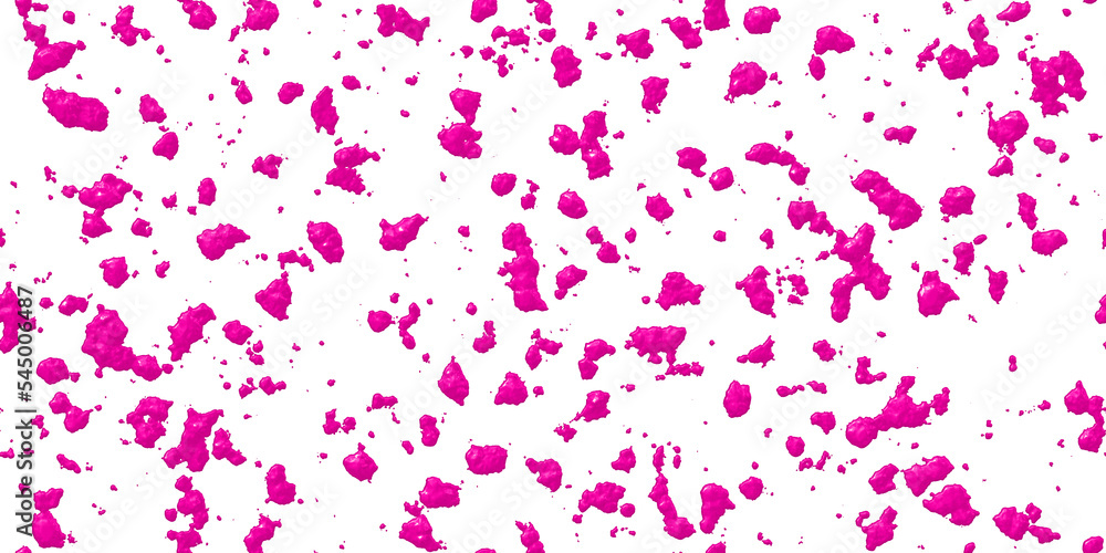 Seamless hot pink trendy barbiecore aesthetic paint splashes and splatters fashion backdrop. Bold fun feminine fuchsia pattern. Girly colorful background texture or wallpaper design. 3D rendering..