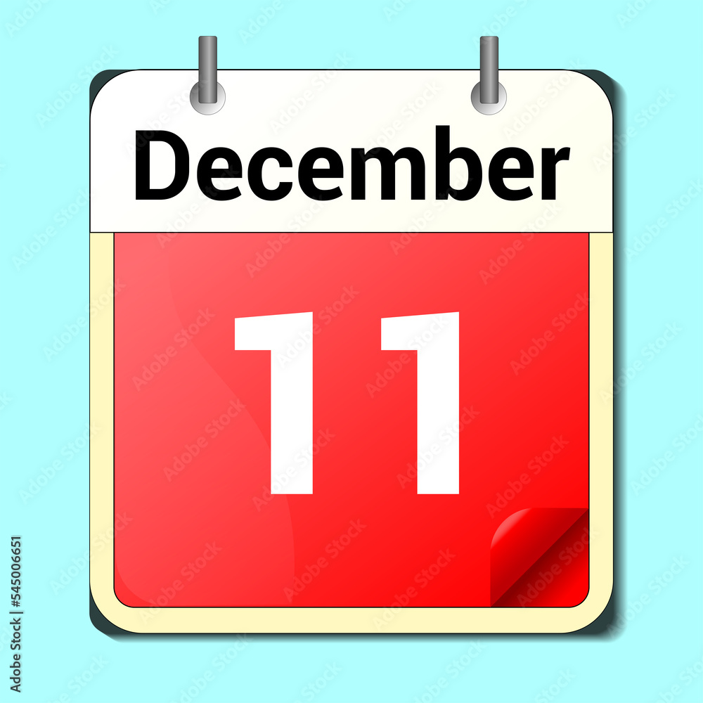 day on the calendar, vector image format, December 11 day on the calendar, vector image format, December 11