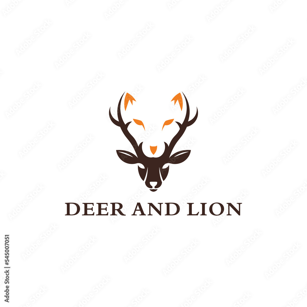 head abstract deer with lion logo design head abstract deer with lion logo design