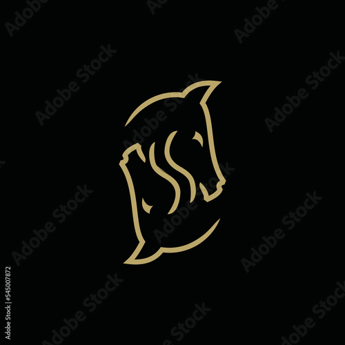 letter S with head horse logo design