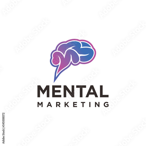 letter mm with brain mental marketing logo design