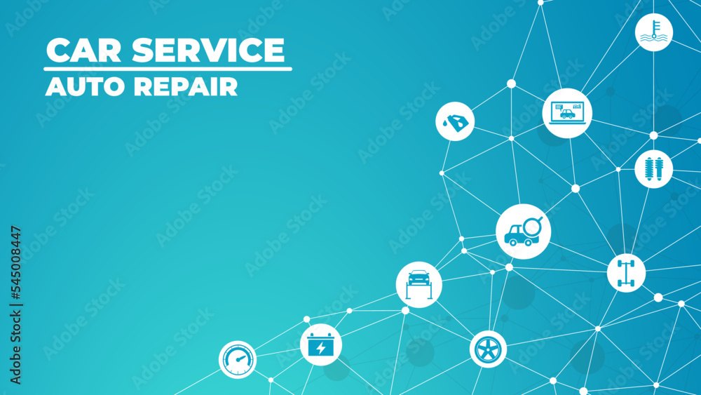 Car and auto repair vector illustration. Concept with icons related to car service and inspection, motor check, oil change, automotive maintenance, vehicle or automobile repair shop. Car and auto repair vector illustration. Concept with icons related to car service and inspection, motor check, oil change, automotive maintenance, vehicle or automobile repair shop.