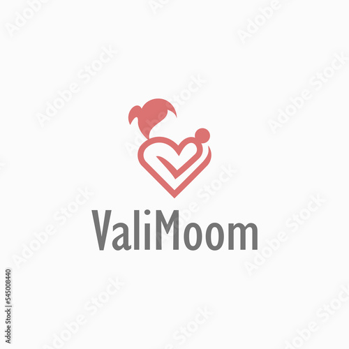 Logo design of a mother holding a child full of love