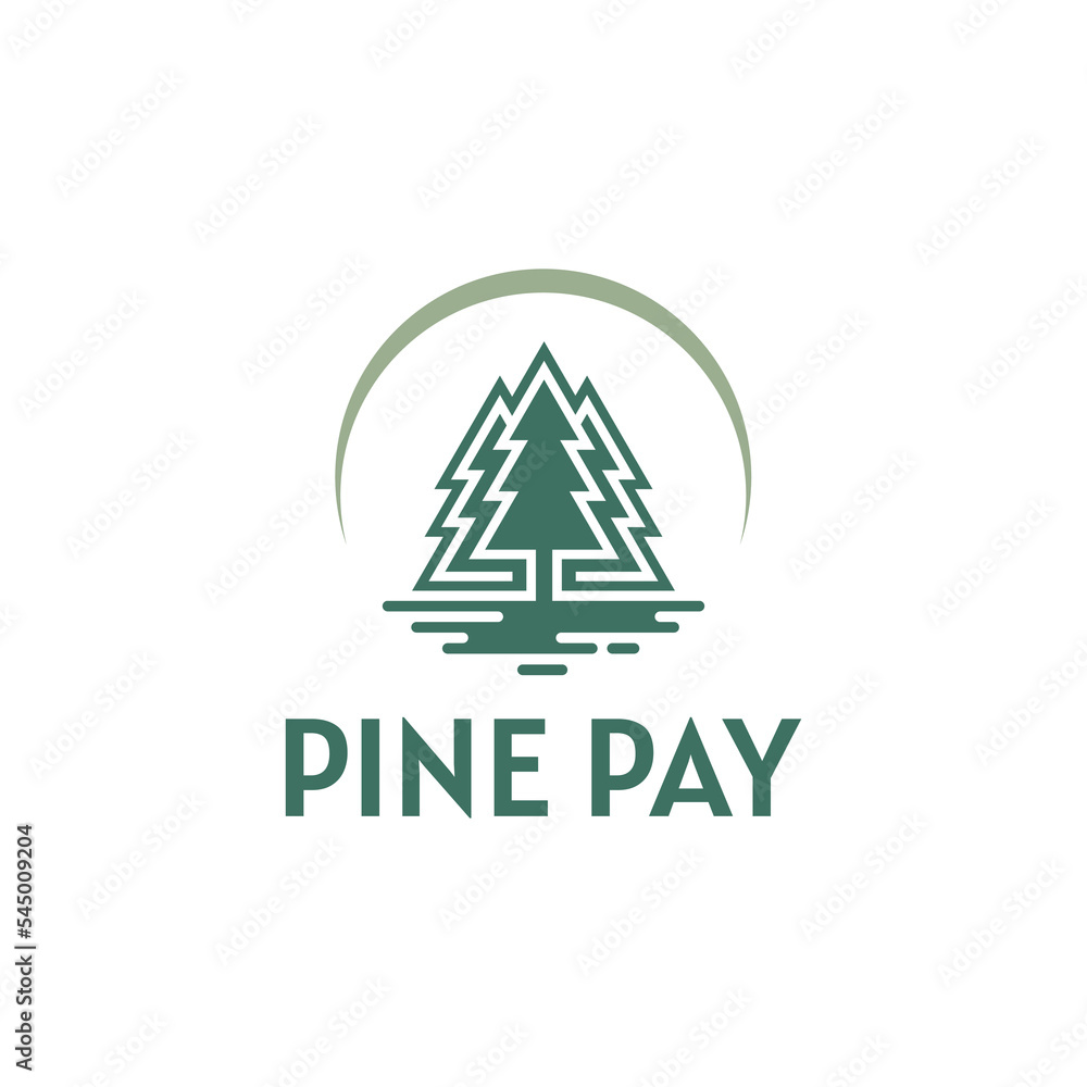 pine tree logo line art vector symbol illustration design, landscape pine tree logo line art vector symbol illustration design, landscape
