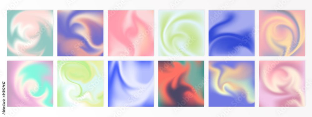 Collection of gradient holographic colorful background in retro furistic 90s style. Good for brochure, banner, cover design.