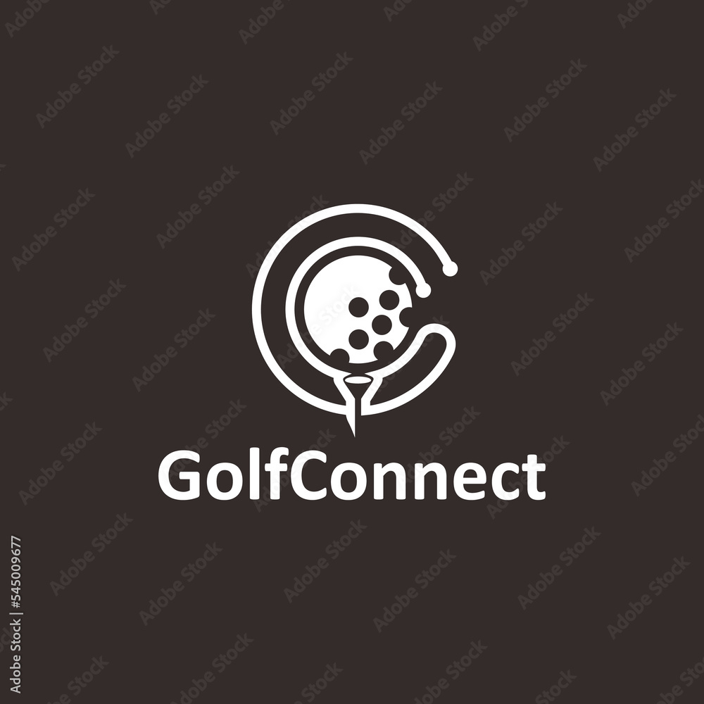 Letter C Golf Logo Concept With Moving Golf Ball Letter C Golf Logo Concept With Moving Golf Ball