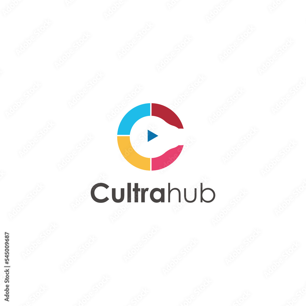 creative letter C play and lamp logo design creative letter C play and lamp logo design