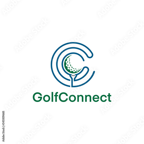 Letter C Golf Logo Concept With Moving Golf Ball