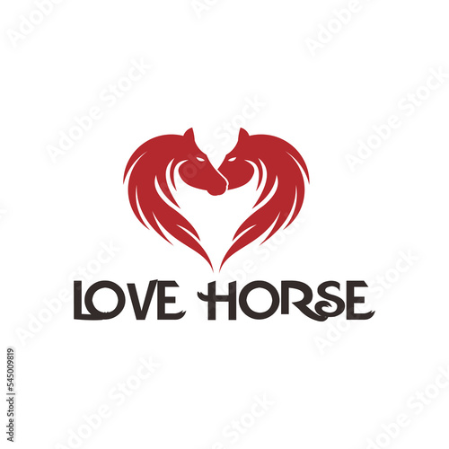 red love horse logo design