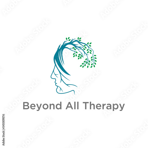 beauty face girl therapy with tree logo design