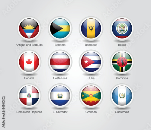 3D glossy and round design flag icons for North American countries. Vector illustration. Free Download 3D glossy and round design flag icons for North American countries. Vector illustration. - GFXLoad