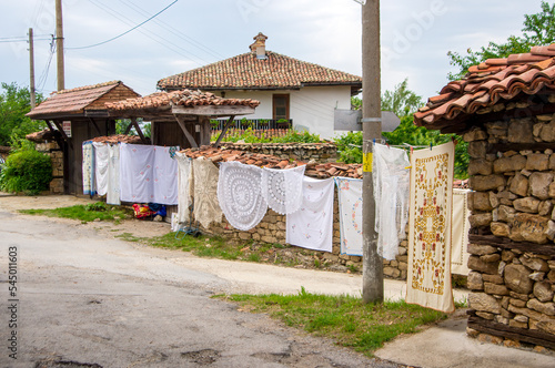Handicrafts on display in street, Arbanasi, Bulgaria photo