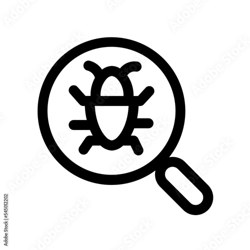 alert analysis analyzing antivirus bug magnifying glass search icon