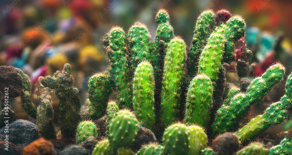 Realistic Digital Illustration Cactus Garden Realistic Digital Illustration Cactus Garden