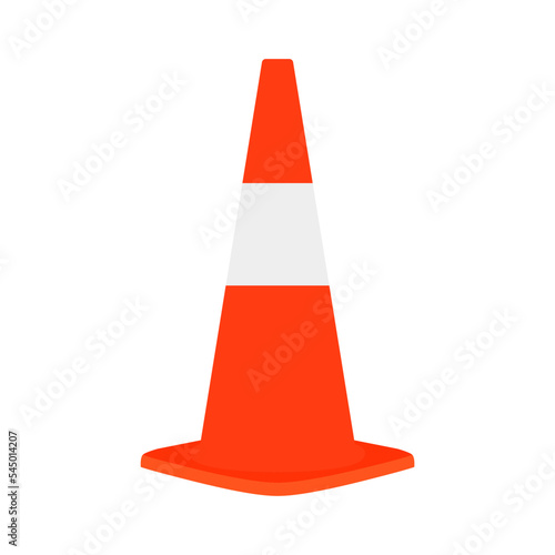 Cono de tráfico color naranja. Concepto de señal, aviso, advertencia. Ilustración vectorial