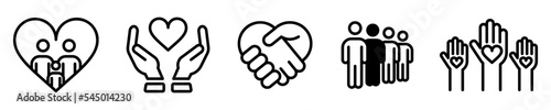 Conjunto de iconos de valores fundamentales. Respeto, amor, igualdad, aceptación, solidaridad. Ilustración vectorial