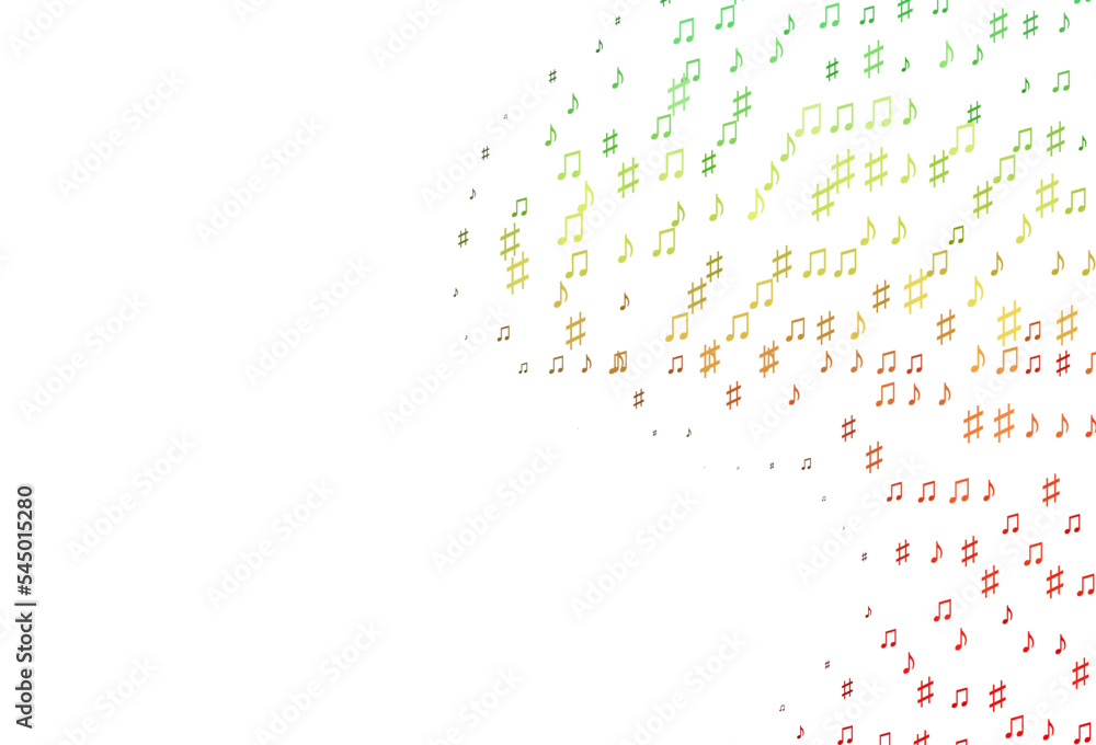 Light Green, Red vector backdrop with music notes.