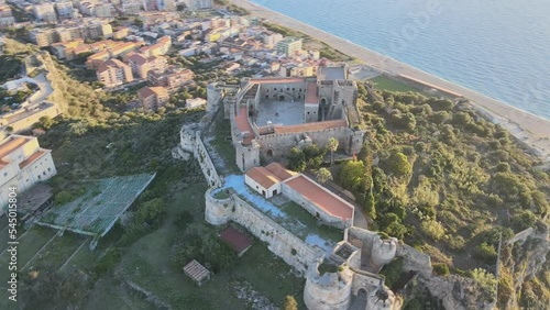 Aerial view of Castello di Milazzo, Milazzo, Sicily, Italy. Milazzo is a city in Italy, on the northeastern coast of the island of Sicily, in the province of Messina. photo