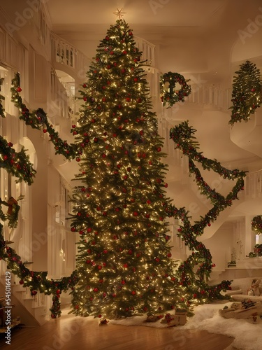 The Christmas tree is up in the living room and it looks gorgeous. The lights are on and shining brightly, and the ornaments are all in place. It's a beautiful sight to behold!