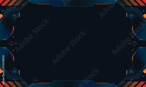 Abstract futuristic background of glowing technology sci fi frame hud ui