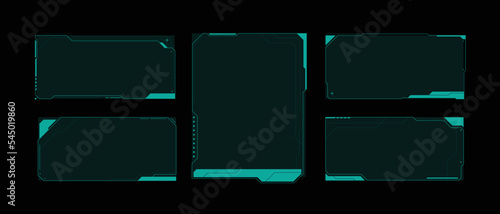 Hud frames futuristic text box border frame scifi digital screen hologram panel vector