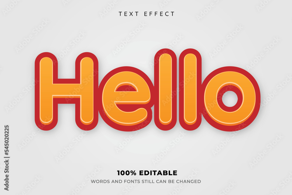 Editable text effect hello style illustrations