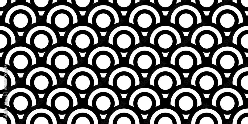 Black circles, inside of which are white, and again black and white. For interiors and prints, decorations and stylish designs.