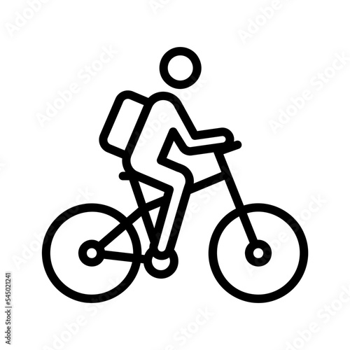 Icono de repartidor. Persona en bicicleta. Delivery. Servicio de entrega a domicilio. Ilustración vectorial