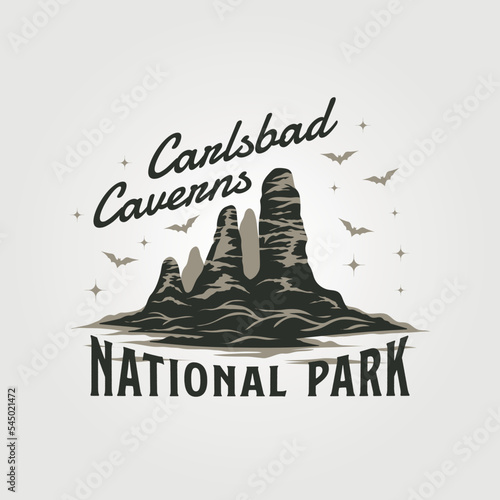 carlsbad caverns national park vintage logo vector illustration design