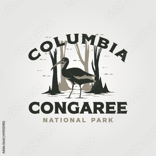 congaree vintage logo vector illustration design, us national park print design photo