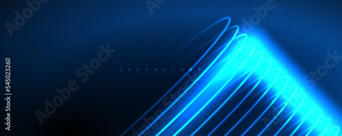 Fotografia Techno neon wave lines, dynamic electric motion, speed concept