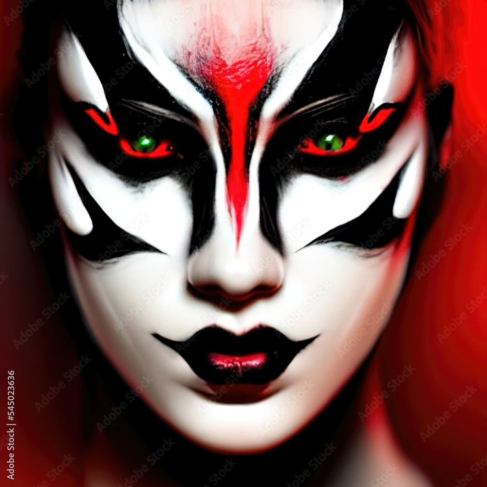 Face Paint tribal black and red crude. Half Face Face Paint tribal black and red crude. Half Face