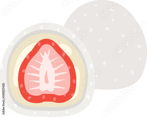 白あんの、いちご大福のイラスト
