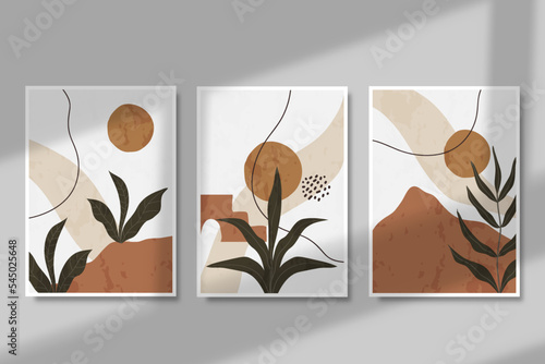 Set of three abstract boho aesthetic poster design collection,boho wall art printable