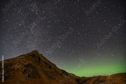 night sky with aurora beam