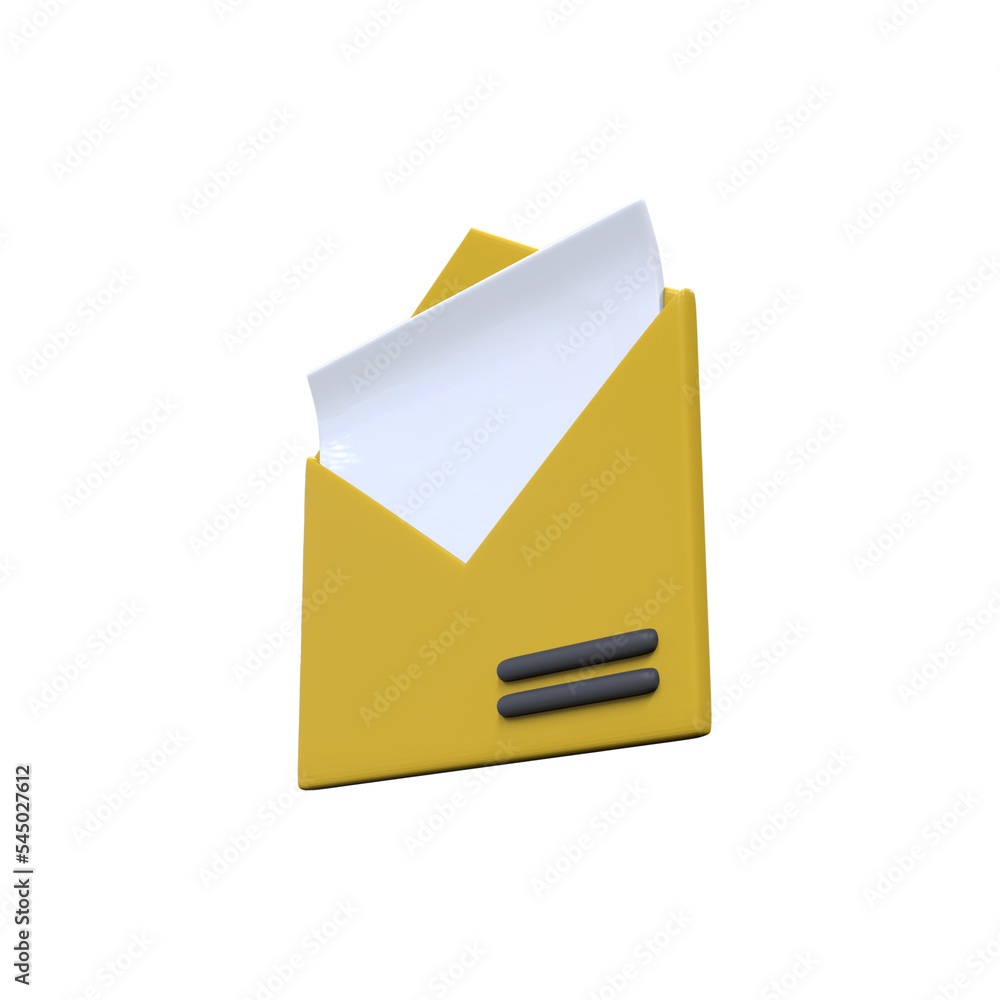 OPENING ENVELOPE 3D RENDER ISOLATED IMAGES OPENING ENVELOPE 3D RENDER ISOLATED IMAGES