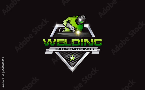 Illustration vector graphic of custom welding fabrication company logo design template